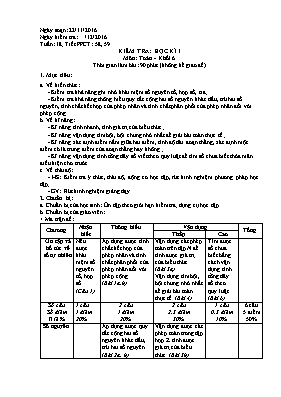 Kiểm tra học kì I môn Toán - Khối 6